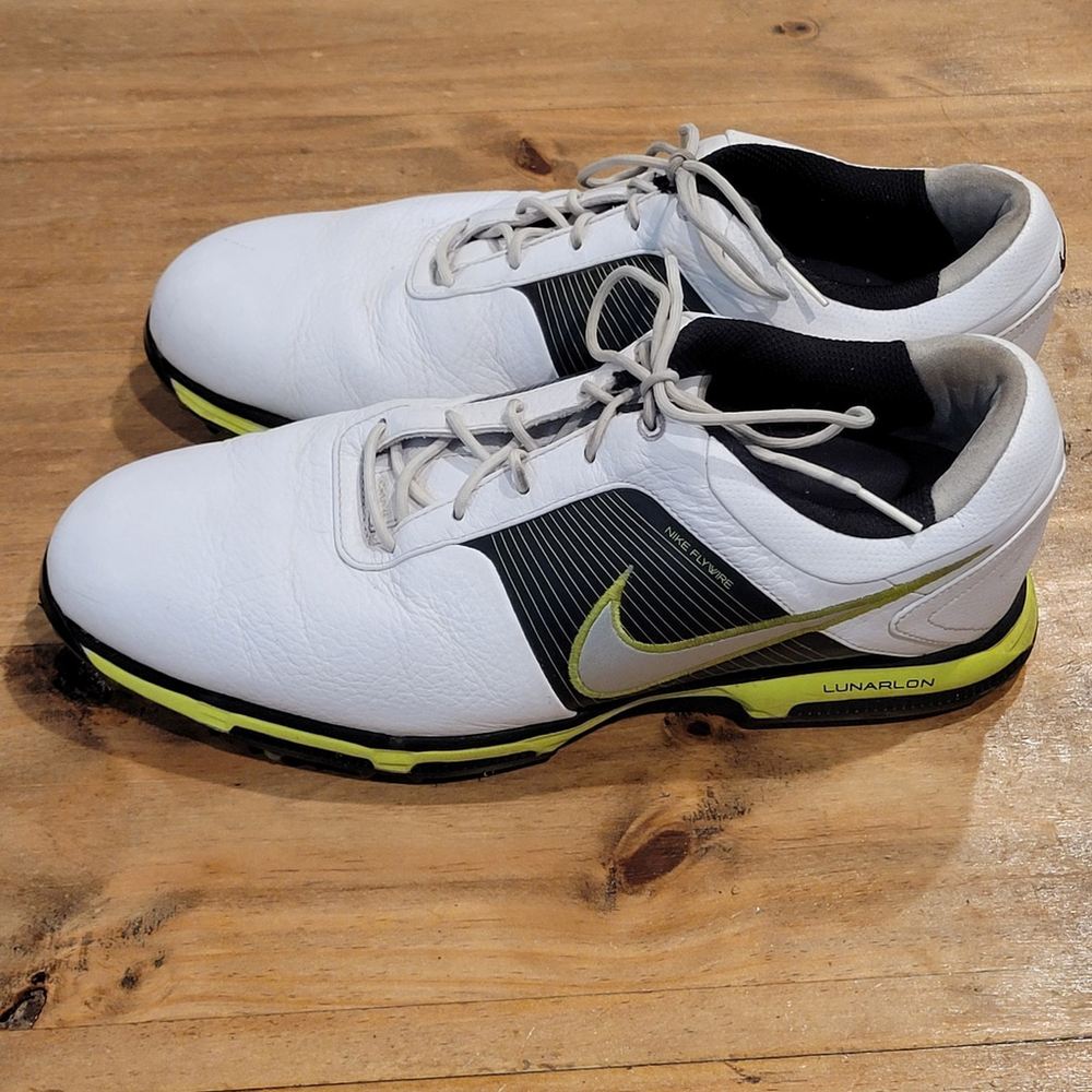 Nike Lunar Control Golf Shoes Mens Size 10 White Black Spiked 418471-106 Flywire - Picture 4 of 14